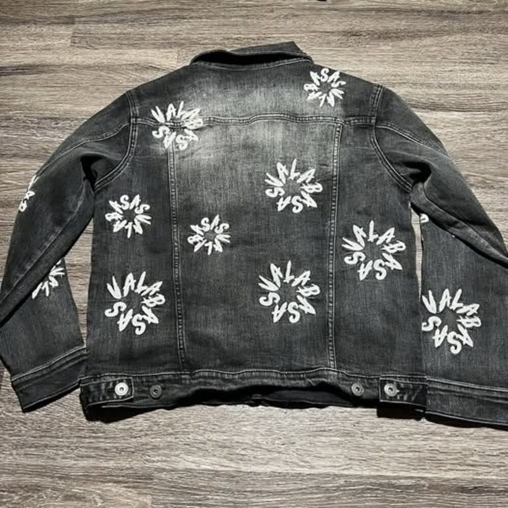 Valabasa Black Denim Jacket Womens Medium Embellished Embroidery - Picture 9 of 10